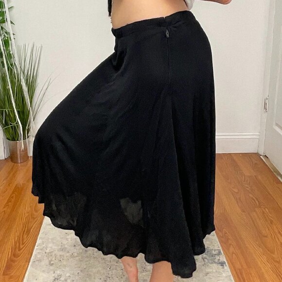 Ultimo Jeans Muir Pull-On Midi Skirt Side Zip Size 12 Black - Picture 2 of 3